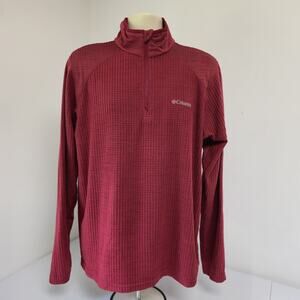Columbia Pullover Mens Large Crestone Ridge Red Textured 1/2 Zip Running Stretch